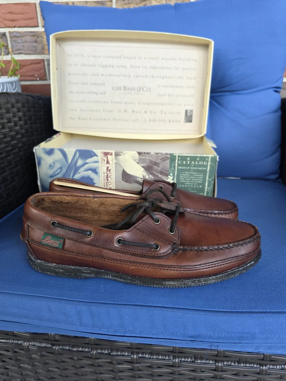 G.H. Bass & Co. Ledge Leather Boat Shoes Dark Brown 9.5W NIB Deck Shoes Coastal
